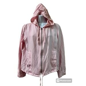 Voice Women's Pink Full Zip Up Lightweight Hoodie Jacket Size L